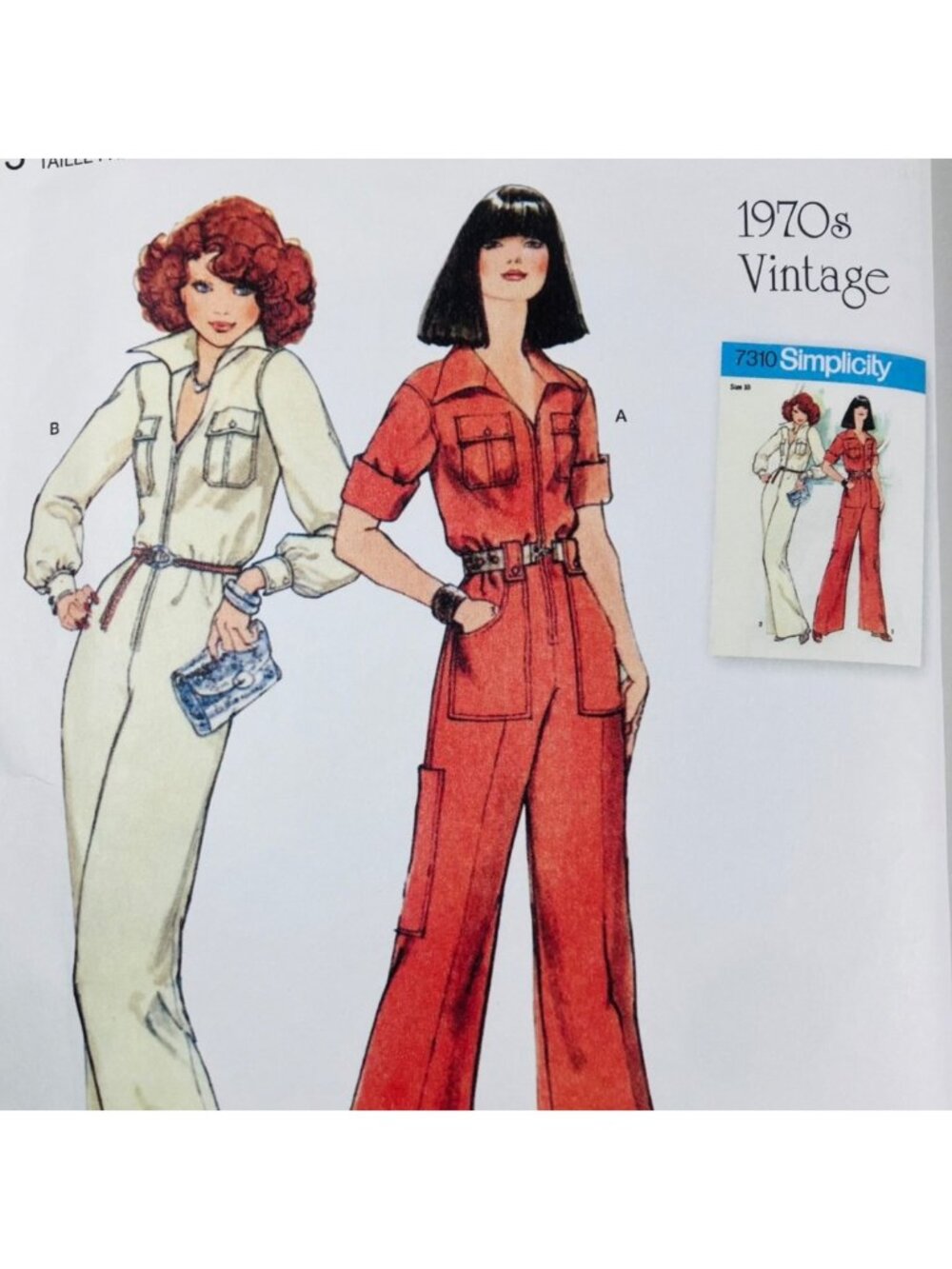Simplicity S9700 70s Jumpsuit Vintage Reprint Pattern Zip Front Sz 18-26  FF